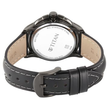 Titan Classique Four Eye Multifunction Analog with Anthracite Dial Black Leather Strap Watch for Men