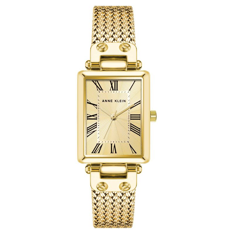 Anne Klein Quartz Analog Champagne Dial Golden Metal Strap Watch For Women