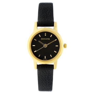 Sonata Quartz Analog Black Dial Leather Strap Watch for Women