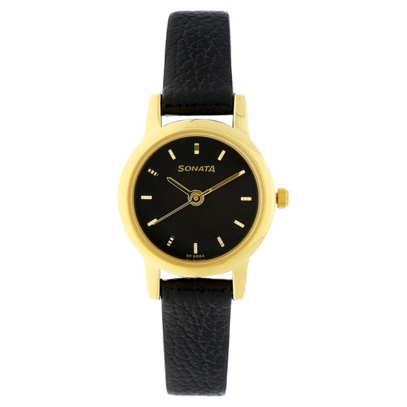 Sonata Quartz Analog Black Dial Leather Strap Watch for Women