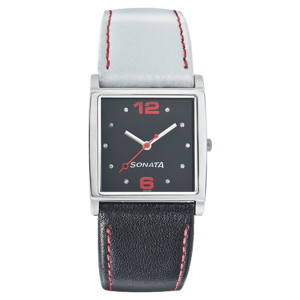 Sonata Quartz Analog Black Dial Leather Strap Watch for Women - image number 0
