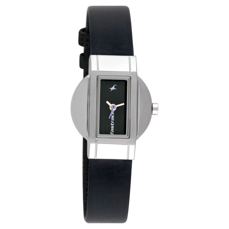 Fastrack Quartz Analog Black Dial Leather Strap Watch for Girls