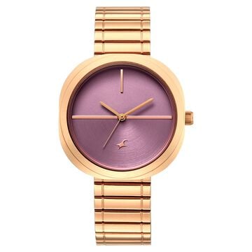 Fastrack 9 to Fine Analog with Purple Dial Metal Strap Watch for Girls