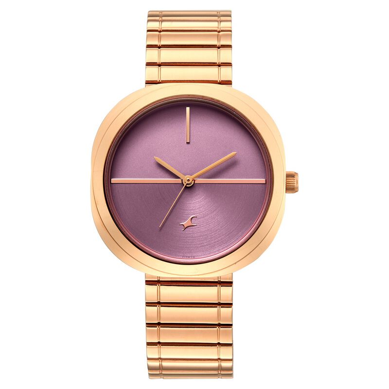 Fastrack 9 to Fine Analog with Purple Dial Metal Strap Watch for Girls