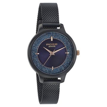 Poze by Sonata Quartz Analog Blue Dial Leather Strap Watch for Women