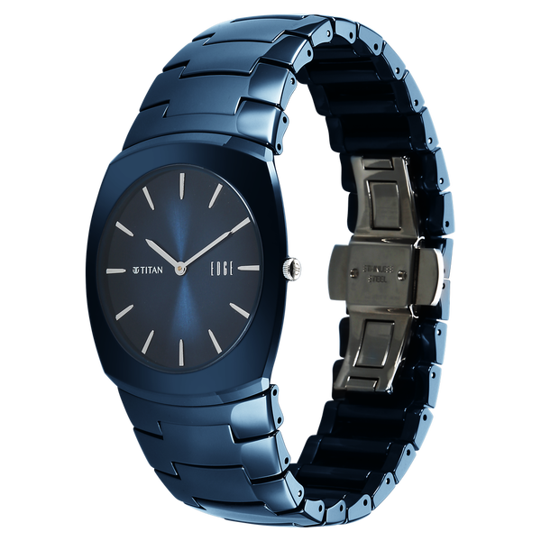 Titan Edge Fumage Quartz Analog Blue Dial Blue Ceramic Strap Watch For Men - image number 2