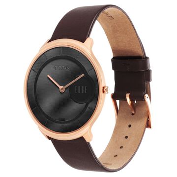 Titan Edge Slim Leather Strap Black Dial Analog Watch for Women