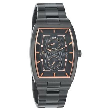 Titan Regalia Black Dial Quartz Multifunction Metal Strap watch for Men