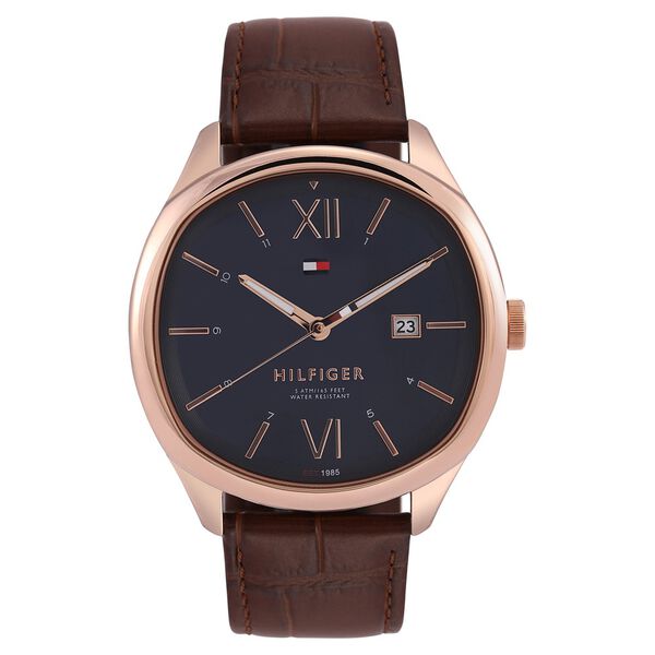 Tommy Hilfiger Quartz Analog with Date Blue Dial Leather Strap Watch for Men - image number 0