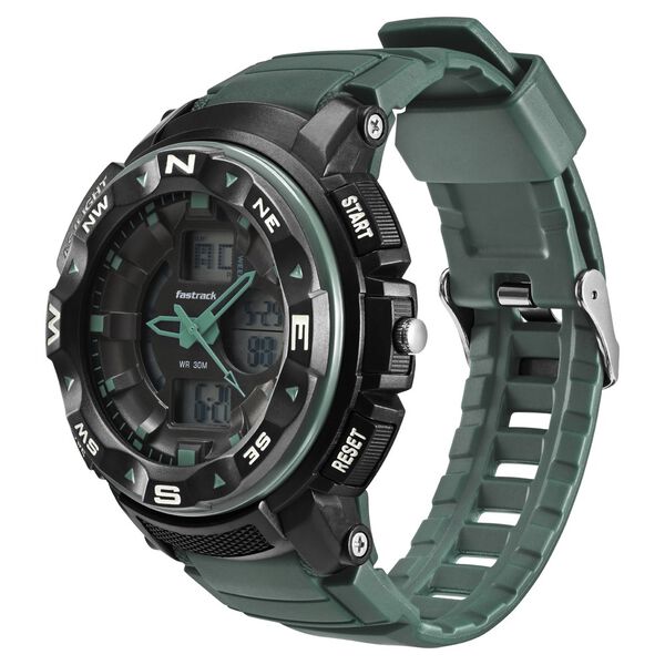 Fastrack AnaDigi Black Dial Green Colour Plastic Strap Unisex Watch - image number 2