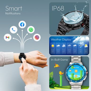 Fastrack Magnus FX3 Luxury Metal Smartwatch Premium Top Ring Design comes with High Definition 3.7 cm UltraVU Display With Black Strap