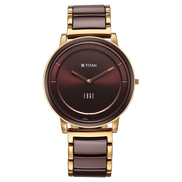 Titan Edge Melange Slim Steel & Ceramic Strap Brown Dial Analog Watch For Men - image number 0
