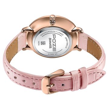 Sonata Poze Quartz Analog Pink Dial Pink Colour Leather Strap Watch For Women