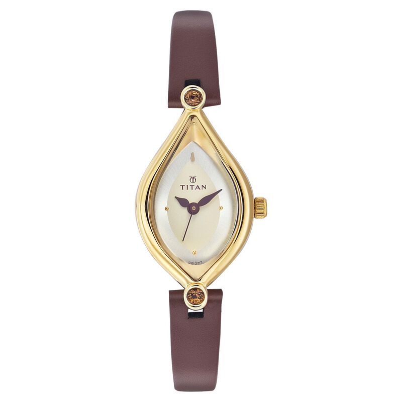 Titan Quartz Analog Champagne Dial Watch for Women
