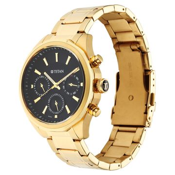 Titan Regalia Opulent Black Dial Quartz Multifunction Stainless Steel Strap watch for Men