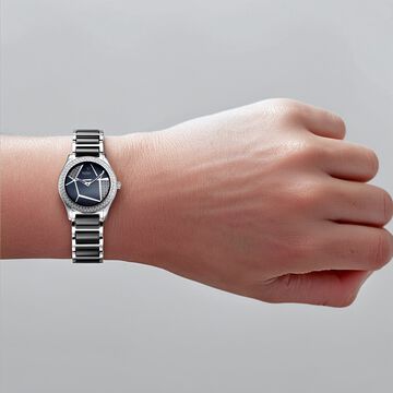 Xylys Shimmer Swiss Analog Steel & Ceramic Mother of Pearl White Dial Watch for Women