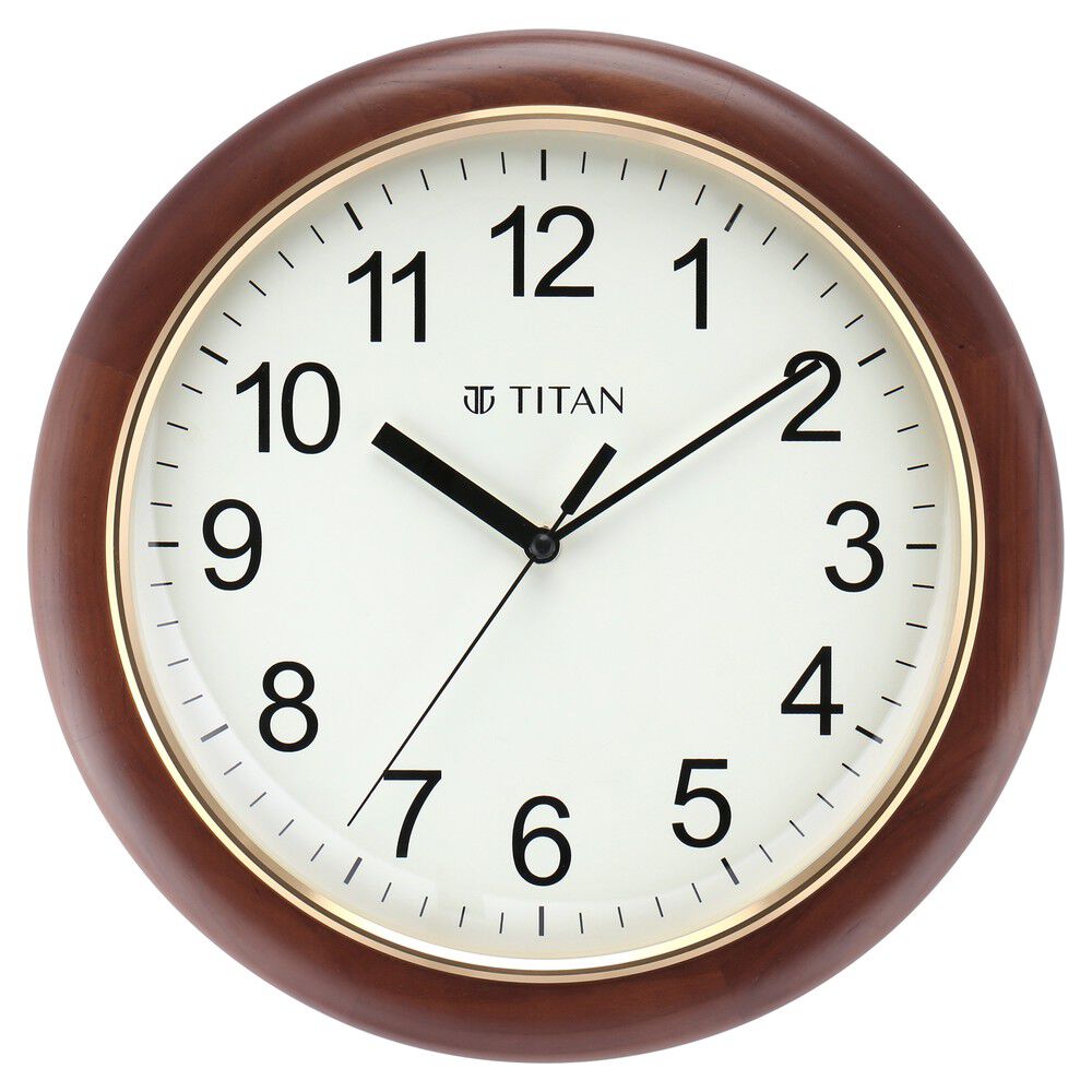 Buy Online Titan White Dial Brown Color Silent Sweep Technology 31.5 cm x 31.5 cm Medium nsw0053wa01 Titan