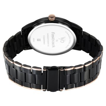 Fastrack Vyb Phantom Quartz Analog Black Dial Two Toned Metal Strap Watch For Guys