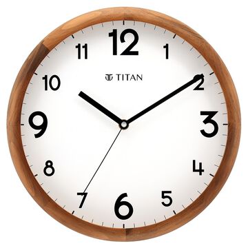 Titan Wooden Wall Clock White Dial and Silent Sweep - 30 cm x 30 cm (Medium)