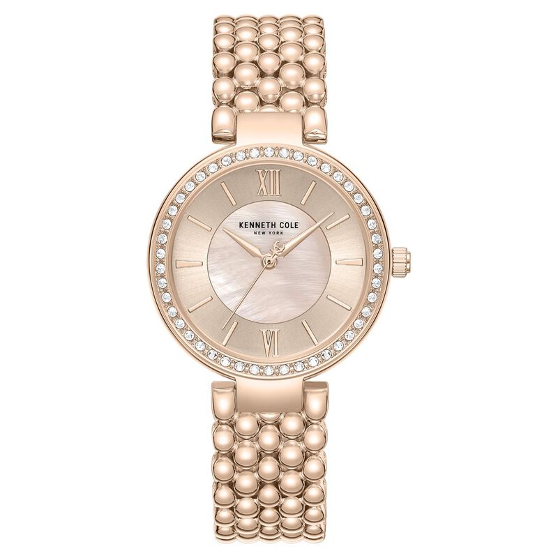 Kenneth Cole Quartz Analog Pink Mother of Pearl Dial Rose Gold Stainless Steel Strap Watch For Women