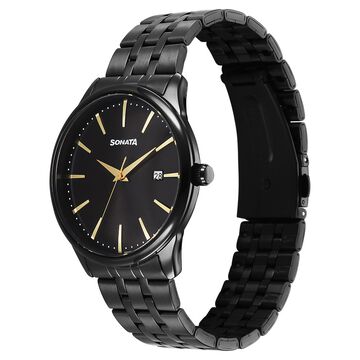 Sonata Eternia Quartz Analog with Date Black Dial Metal Strap Watch For Men