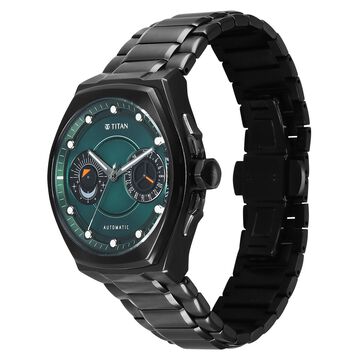 Titan Stellar Aurora Caelum Automatic Analog with Sun Moon Phase and Green Dial Titanium Grade 5 Strap Watch for Men
