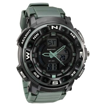 Fastrack AnaDigi Black Dial Green Colour Plastic Strap Unisex Watch