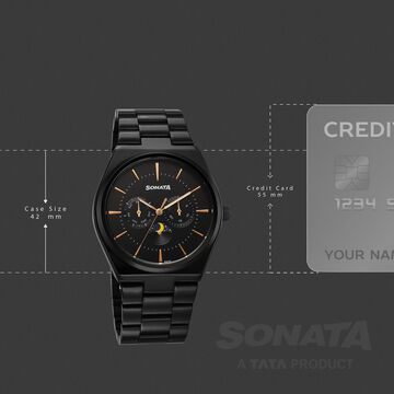 Sonata Festive Quartz Analog Black Dial Metal Strap Watch For Men