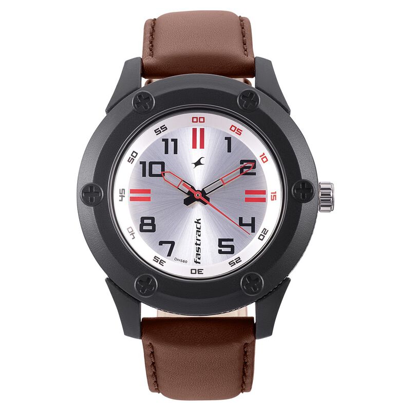 Fastrack Modular Quartz Analog Silver Dial Leather Strap Watch for Guys - image number 1