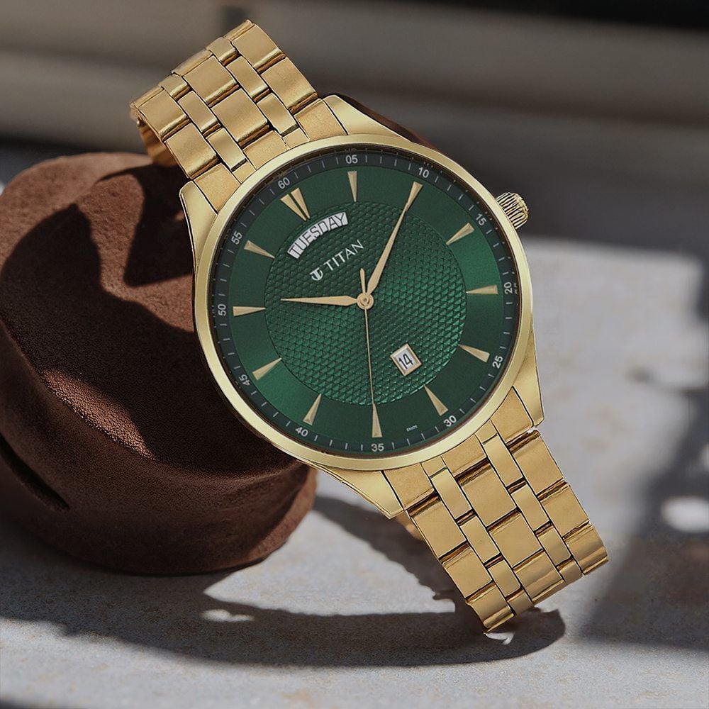 Titan Opulent Green Dial Analog Stainless Steel Strap watch for Men-image-11