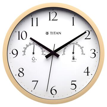 Titan Chic 30 cm Wooden Wall Clock with Smart Climate Monitoring