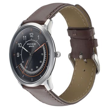 Sonata Poze Quartz Analog Black Dial Leather Strap Watch for Men