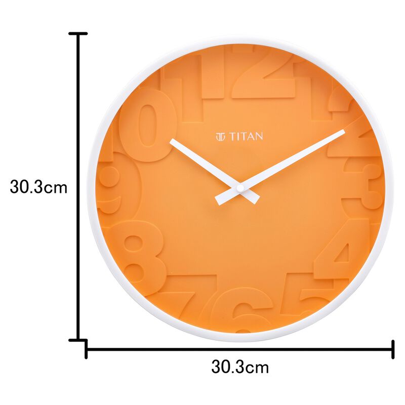 Buy Online Titan Contemporary Orange Wall Clock with Overlayed numbers ...