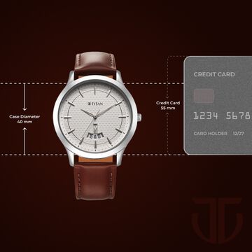 Titan Karishma Quartz Analog Silver Dial Leather Strap Watch for Men