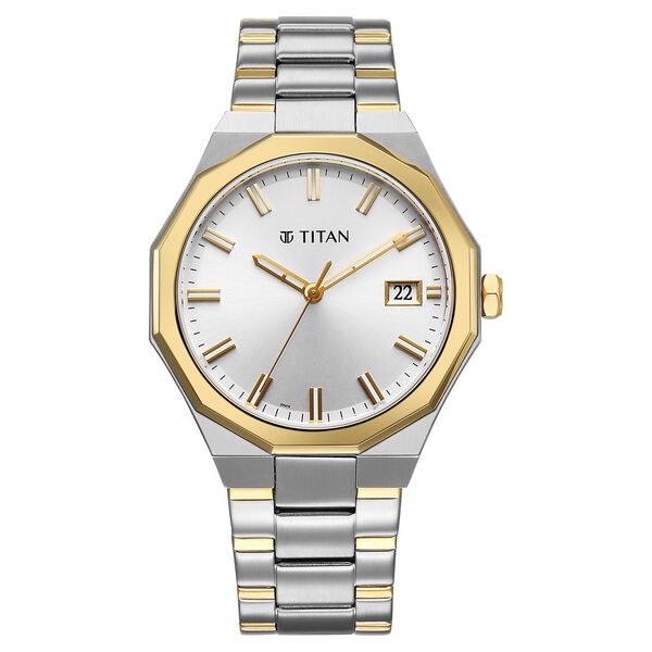 Titan Regalia Dodecagon Quartz Analog with Date Silver Dial Two Toned Stainless Steel Strap Watch For Men - image number 1