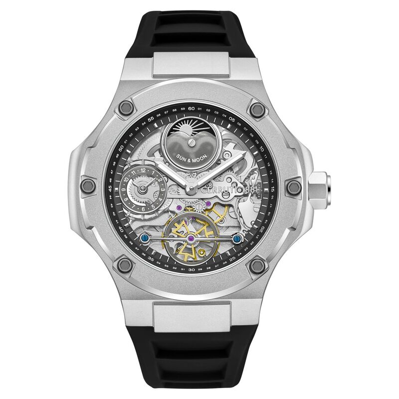 Cerruti 1881 Automatic Transparent Dial Stainless Steel Strap Watch for Men