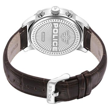 Police Quartz Multifunction White Dial Leather Strap Watch for Men
