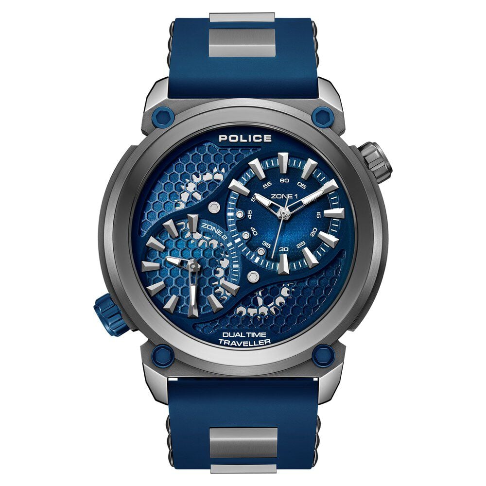 Police Quartz Analog Black Dial Blue Colour Silicone Strap Watch For Men-image-37