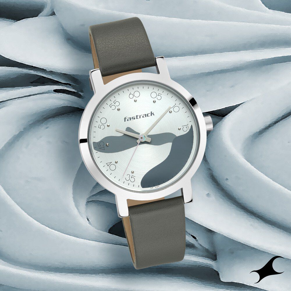 Buy Online Fastrack Bare Basics Quartz Analog Silver Dial Leather Strap Watch for Girls ns6222sl02 Titan