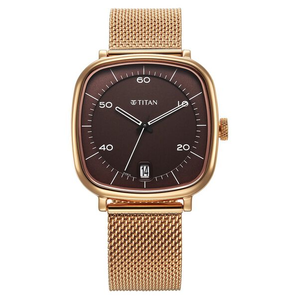 Titan Neo Curve Quartz Analog with Date Brown Dial Stainless Steel Strap Watch For Men - image number 0