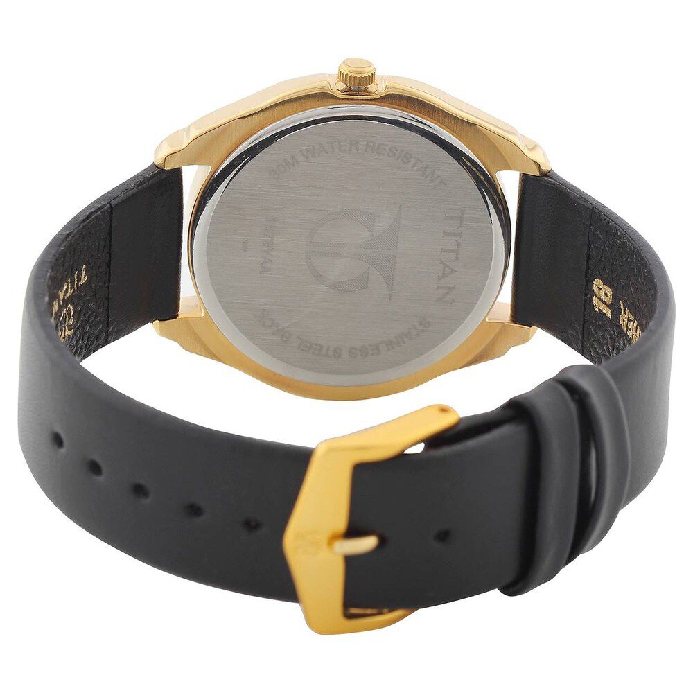 Buy Online Titan Quartz Analog Black Dial Leather Strap Watch for
