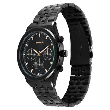 Sonata Eternia Quartz Multifunction Black Dial Metal Strap Watch For Men