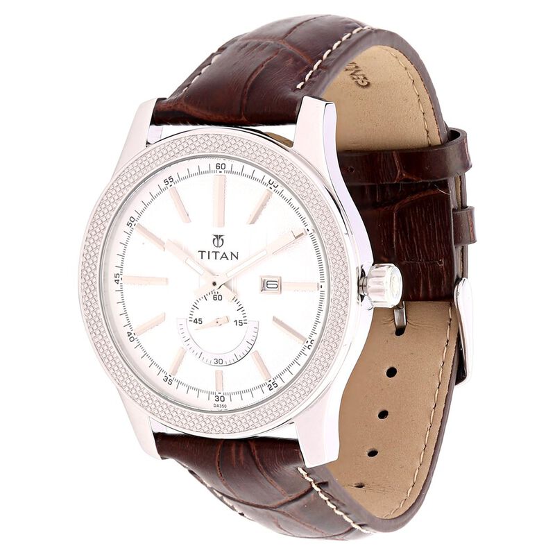 Titan Analog with Date Silver Dial, Leather Strap watch for Men - image number 1