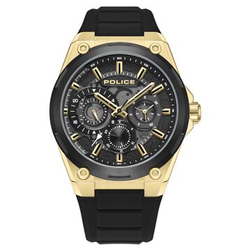 Police Quartz Multifunction Black Silicone Strap for Men