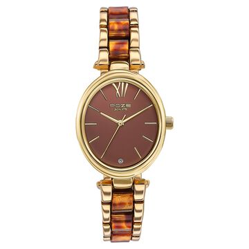 Sonata Poze Quartz Analog Brown Dial Bimetal Strap Watch For Women