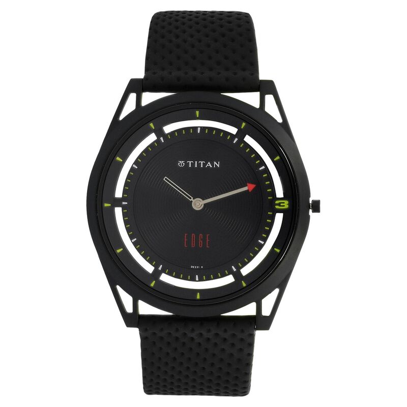 Titan Quartz Analog Black Dial Leather Strap Watch for Men