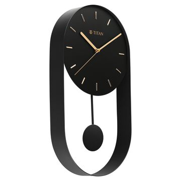 Titan Contemporary Modern Metallics Pendulum Wall Clock with Black Dial Silent Sweep Technology - 45.cm x 24.5 cm