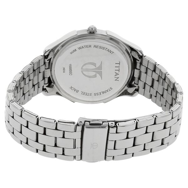 Titan Quartz Analog with Date Black Dial Stainless Steel Strap Watch for Men - image number 3
