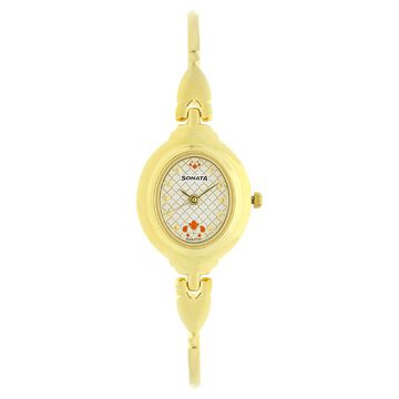 Sonata Quartz Analog White Dial Metal Strap Watch for Women