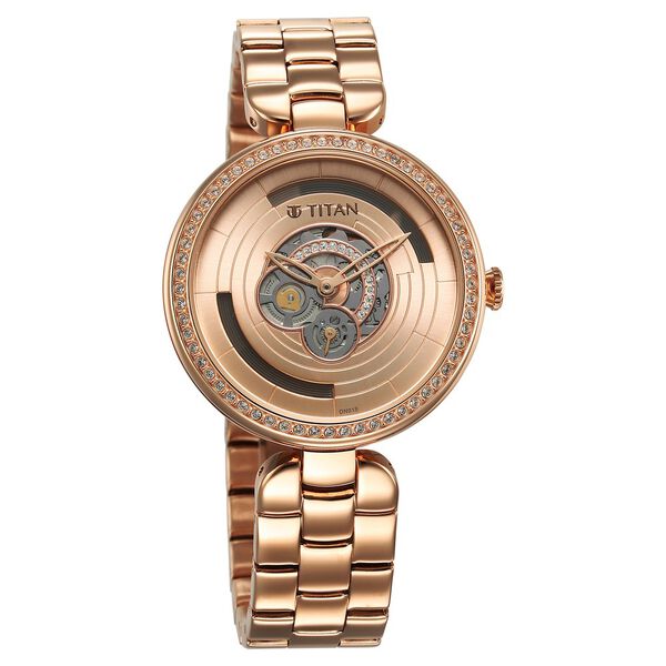 Titan Purple Abstract Quartz Analog Rose Gold Stainless Steel Strap for Women - image number 1